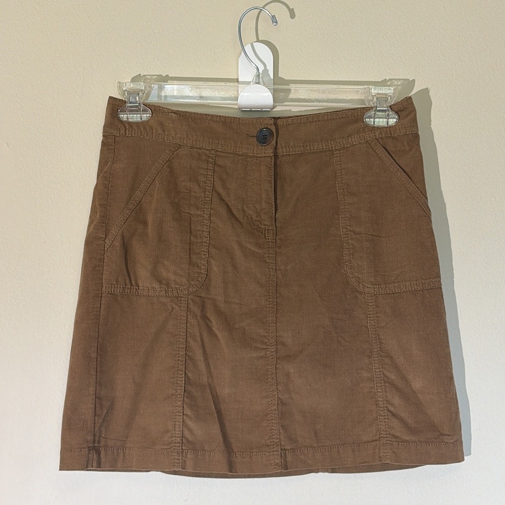 Caslon Brown Camel Corduroy A-Line Skirt Pockets 4P 4 Petite NEW NWT